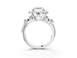 Platinum Asscher Cut Diamond Floral Halo Engagement Ring with Shared Prong Setting 3