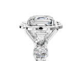 Platinum Asscher Cut Diamond Floral Halo Engagement Ring with Shared Prong Setting 5