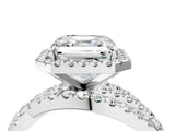 Platinum Asscher Cut Diamond Halo Ring with Round Split Shank and Prong Setting_4