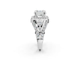 Platinum Asscher Cut Diamond Halo Ring with Split Shank and Bezel Accents and Four-Prong Setting_15