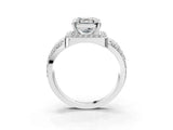 Platinum Asscher Cut Diamond Halo Ring with Split Shank and Bezel Accents and Four-Prong Setting_16