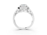 Platinum Asscher Cut Diamond Halo Ring with Split Shank and Bezel Accents and Prong Setting_16