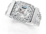 Platinum Asscher Cut Diamond Halo Split Shank Prong Set Ring_56