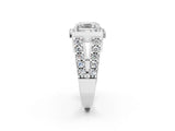 Platinum Asscher Cut Diamond Halo Split Shank Prong Set Ring_57