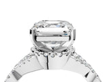 Platinum Asscher Cut Diamond  Halo Twist Band Solitaire Prong Setting Ring_16
