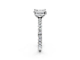 Platinum Asscher Cut Diamond Pavé Solitaire Ring with Round Band and Prong Setting_18