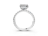 Platinum Asscher Cut Diamond Pavé Solitaire Ring with Round Band and Prong Setting_19
