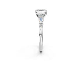 Platinum Asscher Cut Diamond Ring with Baguette Side Stones, Channel Set Band, and Four-Prong Setting_27