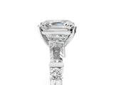Platinum Asscher Cut Diamond Ring with Baguette Side Stones, Channel Set Band, and Four-Prong Setting_30