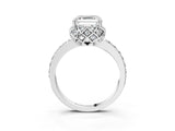 Platinum Asscher Cut Diamond Scalloped Halo Engagement Ring with Round Shared Prong Band_15