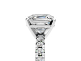Platinum Asscher Cut Diamond Solitaire Pavé Engagement Ring with Round Band and Prong Setting_7