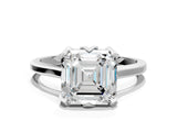 Platinum Asscher Cut Diamond Solitaire Ring with Flower Prong Setting and Classic Band_8