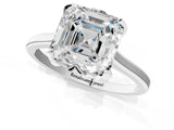 Platinum Asscher Cut Diamond Solitaire Ring with Flower Prong Setting and Classic Band_9