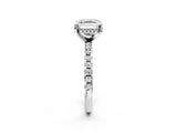 Platinum Asscher Cut Diamond Solitaire Ring with Round  Pavé Band and Four-Prong Setting_62