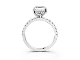 Platinum Asscher Cut Diamond Solitaire Ring with Round  Pavé Band and Four-Prong Setting_63