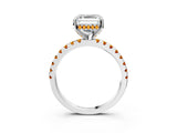 Platinum Asscher Cut Diamond Solitaire Ring with Round with Citrine side stone Pavé Band and Four-Prong Setting_15
