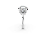 Platinum Asscher Cut Diamond Three-Stone Halo Ring with Prong Setting and Pavé Accents_15