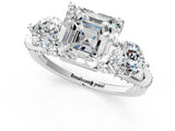 Platinum Asscher Cut Diamond Three-Stone Ring with Prong Setting and Pavé Band_80