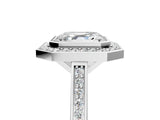 Platinum Asscher Cut Halo Bezel Diamond Pave Band Ring_18