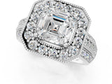 Platinum Asscher Cut Halo Diamond Engagement Ring with Pave Split Shank and Four-Prong Setting_20