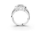 Platinum Asscher Cut Halo Diamond Engagement Ring with Pave Split Shank and Four-Prong Setting_22