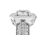 Platinum Asscher Cut Halo Diamond Engagement Ring with Pave Split Shank and Four-Prong Setting_24