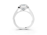 Platinum Asscher Cut Halo Diamond Solitaire Ring with Asscher Cut Band and Four-Prong Setting_10