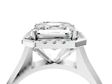 Platinum Asscher Cut Halo Solitaire Engagement Ring with Square Band and Four-Prong Setting_28