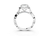 Platinum Asscher Cut Halo Twist Band with Four-Prong Setting_10