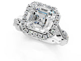 Platinum Asscher Cut Halo Twist Band with Four-Prong Setting_8