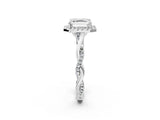 Platinum Asscher Cut Halo Twist Band with Four-Prong Setting_9