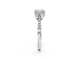 Platinum Asscher Cut Solitaire Diamond Engagement Ring with Pavé Band and Six-Prong Setting_14
