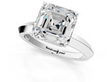Platinum Asscher Cut Solitaire Engagement Ring with Flat Band and Four-Prong Setting 2
