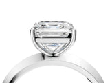 Platinum Asscher Cut Solitaire Engagement Ring with Flat Band and Four-Prong Setting 5