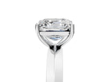 Platinum Asscher Cut Solitaire Engagement Ring with Flat Band and Four-Prong Setting