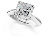 Platinum Asscher Cut Solitaire Engagement Ring with Tapered Band and Four-Prong Setting 1