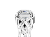Platinum Asscher Cut Solitaire Intertwined Band Prong Setting Ring_18