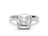 Platinum Asscher Cut Solitaire Split Shank Pave Diamond Engagement Ring with Four-Prong Setting_13