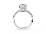 Platinum Asscher Cut Solitaire Split Shank Pave Diamond Engagement Ring with Four-Prong Setting_16