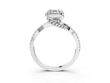Platinum Asscher Cut Solitaire Twist Pave Diamond Engagement Ring with Prong Setting_34