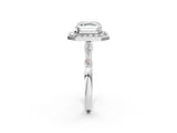 Platinum Asscher Halo Diamond Engagement Ring with Twisted Band and Four-Prong Setting 2