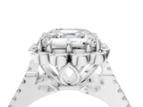 Platinum Asscher Halo Diamond Floral Split Shank Engagement Ring 5