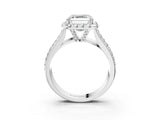 Platinum Asscher Halo Round Diamond Pave Band with Prong Setting 4