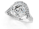 Platinum Asscher Solitaire Diamond Engagement Ring with Pave Band and Four-Prong Setting 2