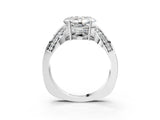 Platinum Asscher Solitaire Diamond Engagement Ring with Pave Band and Four-Prong Setting 4