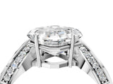 Platinum Asscher Solitaire Diamond Engagement Ring with Pave Band and Four-Prong Setting 5