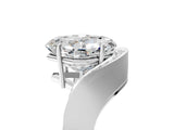 Platinum Asscher Solitaire Diamond Engagement Ring with Pave Band and Four-Prong Setting