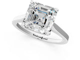 Platinum Asscher Solitaire Diamond Ring with Four-Prong Setting and Tapered Band 2