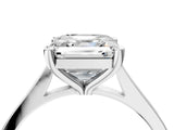 Platinum Asscher Solitaire Diamond Ring with Four-Prong Setting and Tapered Band 5