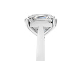 Platinum Asscher Solitaire Diamond Ring with Four-Prong Setting and Tapered Band